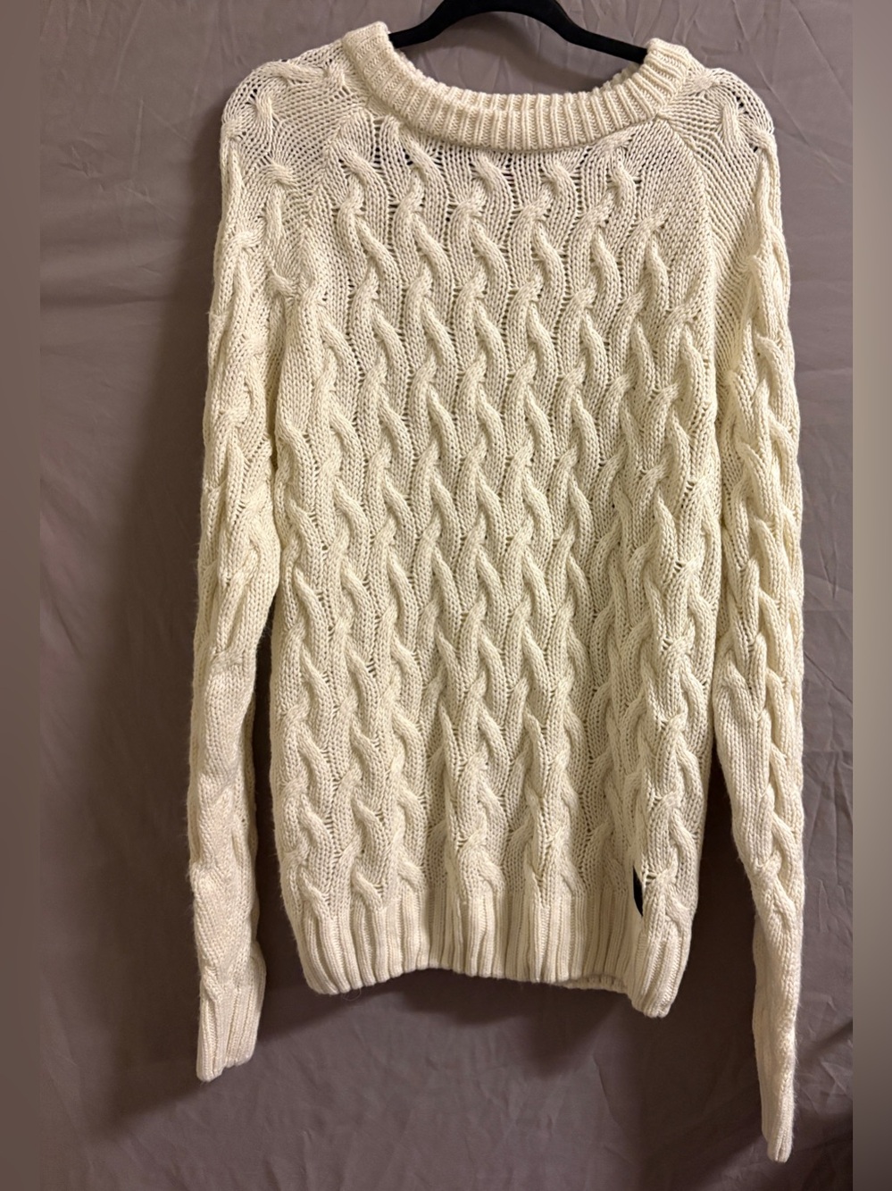 Guess Cream Cable Knit Crewneck Sweater